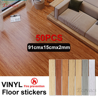 50PCS Vinyl Tile Floor Sticker 91x15CM Waterproof Self Adhesive Dirt Resistance Wood Grain Flooring