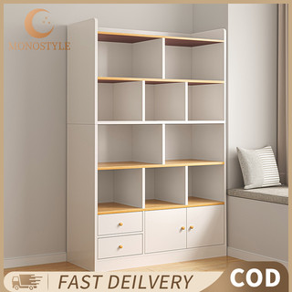 MONOSTYLE Wooden Bookcase Multifunctional Bookshelf Storage Cabinet Organizer Utility Display Stand