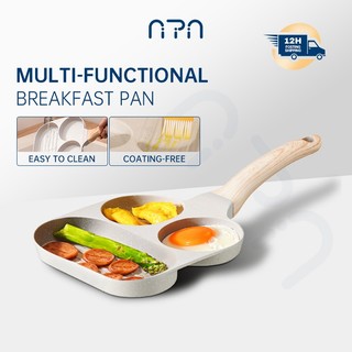 Nipiin 3 in 1 Breakfast Omelette Pan Non Stick Fried Burger Steak Pancake Multifunctional