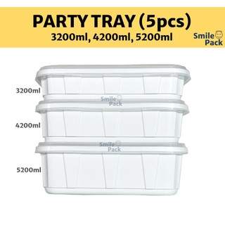 5pcs Party Tray Microwaveable Food Container 3200ml, 4200ml, 5200ml Celebration Christmas Birthday