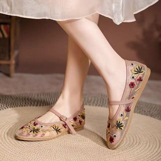 【YOKO】2CM Mesh Women's Flat Shoes Anti slip Soft Bottom Hollow Breathable Mary Janes