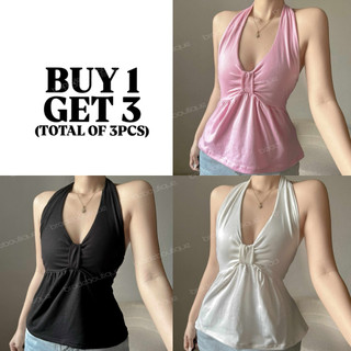 BUY 1 TAKE 2 (Total of 3pcs) EDU RIBBON Shirring Backless Flowy Peplum Top