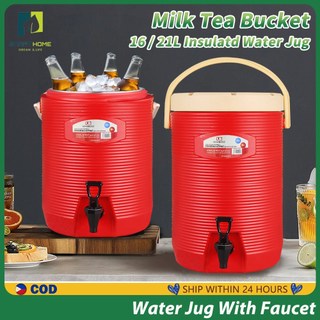 16L 21L Water Jug With Faucet Milk Tea Bucket Insulated Barrel Stainless Steel Thermos Water Cooler