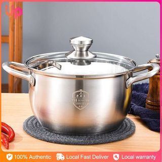 Casserole with Lid Stainless Steel Double Handle Soup Pot Cooking Pot Kitchenware