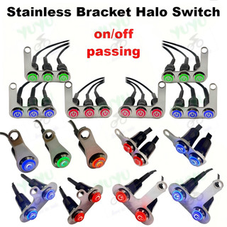 Stainless Button Switch 12V 16mm Motorparts Waterproof LED Halo Switch Double ON-OFF 2in1 3in1Switch