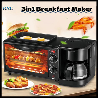 RRC 3in1 Electric Breakfast Maker Oven Coffee Toaster Frying Pan Compact Space Saving