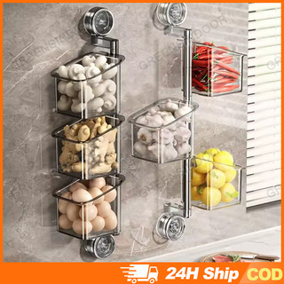 Multi-Functional Multi-Layer Kitchen Storage Box With Suction Cup For Storing Ginger And Garlic