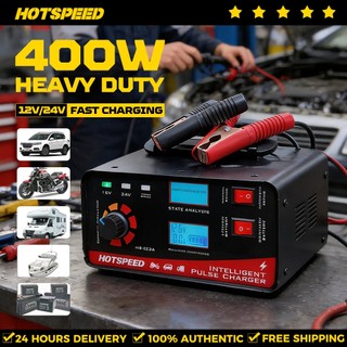 HOTSPEED Heavy Duty Car Battery Charger 12v 24v 400W Fast Charging for Motorcycle Full Automatic