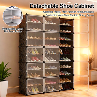 8Layers Shoe Rack Cabinet Storage Boxes Foldable Boxes Dust-Proof Plastic Stackable Double Capacity