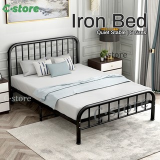 European Wrought Iron Bed Frame Heightening and Thickening High Load-Bearing Double Single Bed