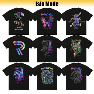 Isla Mode Reflective luminous plus-size Tshirt unisex black and white fashion brand 100% Cotton E011