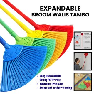 Heavy Duty Walis Tambo Plastic Broom Long Handle Strong Bristles Home Cleaning Floor Ceiling Indoor
