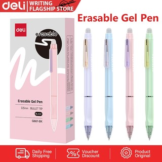Deli Press Erasable Gel Pen 0.5mm Bullet Tip Black/Blue EG667 Mixed SA261 Stationery Study Supplies