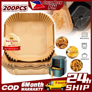 200PCS Air Fryer Paper Liner Square Air Fryer Liner Fits 2-8 QT Reusable Non-stick Parchment Papers