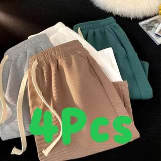 4 Pcs Waffle Shorts Men's Fashion Casual Walker Short With 2 Pocket