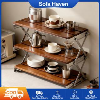 Cup Holder Foldable Electroplated Iron Coffee Cup Holder 2/3 Tier Table Shelf Folding Storage Rack
