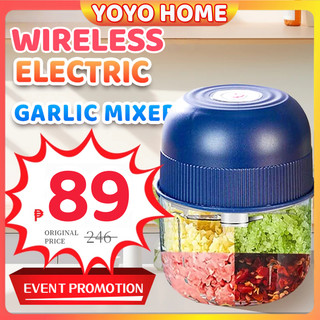 【⚡Flash Sale】Portable Electric Garlic Chopper 300ml Meat Vegetable Grinder Mincer Crusher