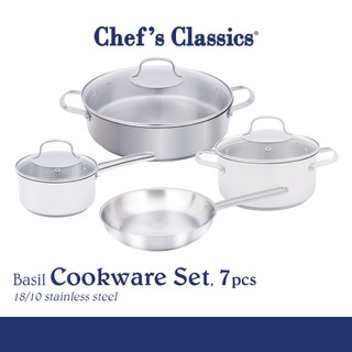 Chef's Classics Basil Stainless Steel Cookware Set, 7pcs