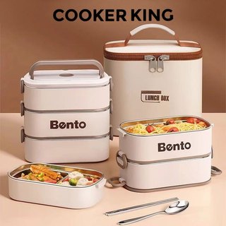 COOKER KING Thermal Multi-Layer Bento Box Stainless Steel Lunch Box Set With Bag Insulated Meal Box