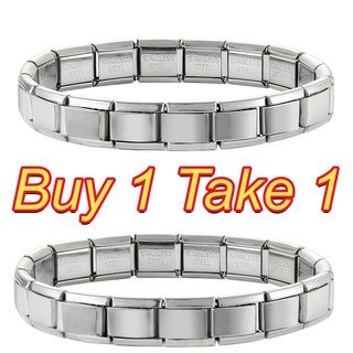 Stainless Steel Unisex Italian Charm Bracelet Elastic Modular Link Bracelet for Couples& DIY Jewelry