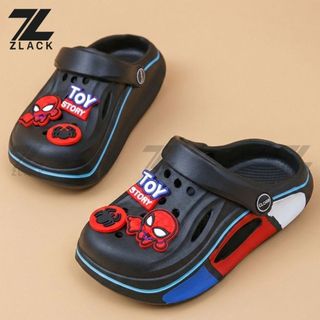【𝐙𝐋𝐀𝐂𝐊】Closs Kids Breathable Lightweight With Jibbitz Design Sandals For Kids Boys Double Size 18-35