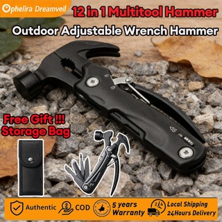 12 in 1 Multi-Function Hammer Outdoor Adjustable Wrench Hammer Tools Portable Hammer Tools