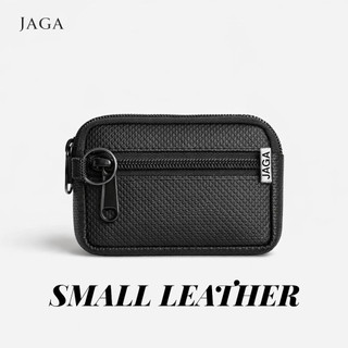 JAGA Compact Size Leather Coin Purse Unisex with Zipper Closure and Key Ring for Everyday Use