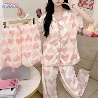 HiHi cotton short sleeve comfortable pajama Womenswear 3 in1 Clothes Homewear Set nighties sleepwear