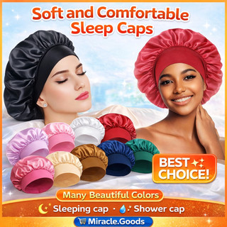 High Elasticity Sleep Cap Shower Cap Satin Bonnet Silk Bonnet for Sleeping Adjustable Hair Care Cap