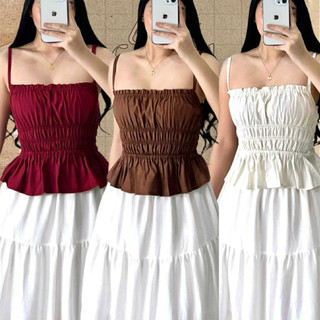 DIMPLES LINEN TOP RUCHED Halter Premium Linen Top