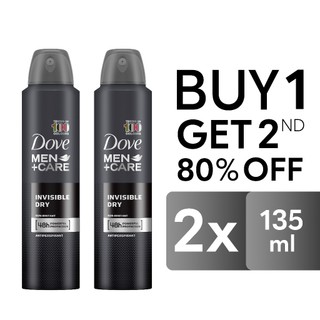 [BUY 1, GET 2ND 80% OFF] Dove Men + Care Invisible Dry Aerosol 135ml