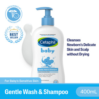 Cetaphil Baby Gentle Wash & Shampoo 400ml for Newborns [ Hypoallergenic ]