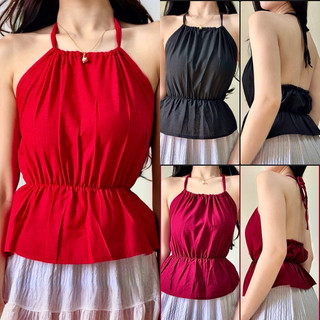 JENNY KOREAN LINEN Premium Top Halter Backless Selftie Top