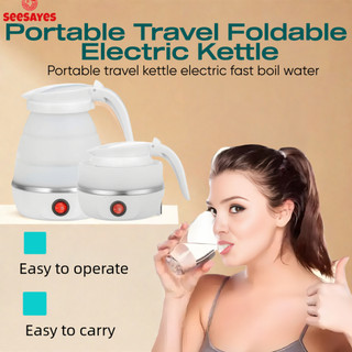 Foldable Electric Kettle 600ml Thermos For Hot Water Portable Travel Silicone Collapsible Fast Boil