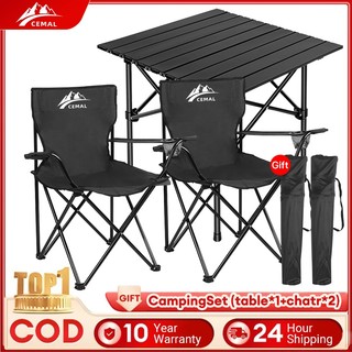 CEMAL Camping Chair and Table Set 53CM 42CM Aluminum Foldable Ideal for Outdoor Adventures 3PCS SET