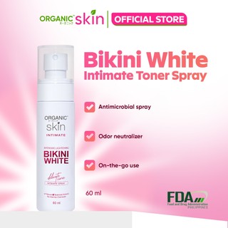 Organic Skin Bikini Intimate Toner Spray 60ml Intensive Whitening Inner Thigh Area Lightening Toner