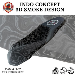 INDO CONCEPT 3D SMOKE DESIGN WITH INFINITY LOGO SEAT COVER FOR MOTORCYCLE STOCKS SEAT