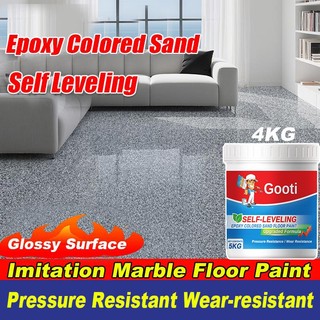 ✨GOOTI Epoxy Colored Sand Floor Paint Self Leveling Cement Floor Imitation Marble Tiles Anti Slip