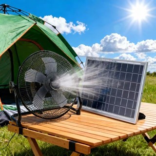 Solar-powered electric fan for outdoor camping and home use/quiet operation/high wind power