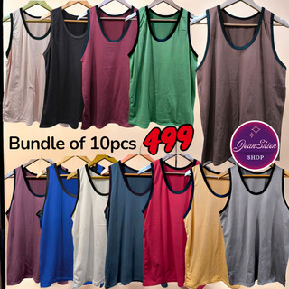 Bundle of 10pcs Sando Plain for Men, Adult size Smooth and Comfy Cotton Spandex, Freesize Fit to XL