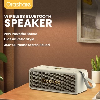 Orashare BS19 Plus 20W Bluetooth Speaker Super Bass TWS Stereo Wireless Speaker Retro Design BT5.3