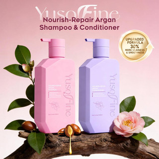 Yusofine Shampoo & Conditoner Coconut Oil Camellia Seed Oil Hydrolyzed Conchiolin Protein Hydration
