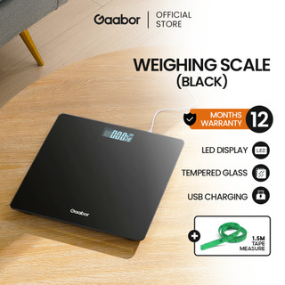 【Update】Gaabor Electronic Weight Scale For Body Digital  Weighing Scale Large LED HD Display Black