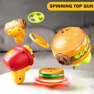 Children'S Spinning Top Toy Glowing Spinning Ufo Hamburger Fries Hot Dog Spinning Top Toy【COD】
