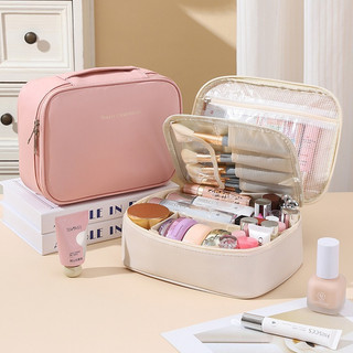 Korean Style Makeup Bag Women Large Capacity PU Storage Bag Travel Portable Handheld Toiletry Bag