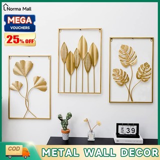 Norma Painting Wall Decor Frame Wall Decor Metal Wall Decor with Leaf Art Gold Framed Leaves Artwork