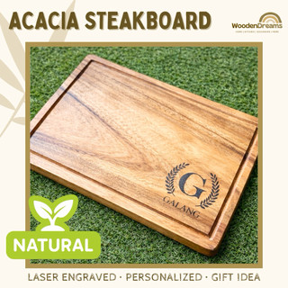 Personalized Acacia Steakboard | Custom Engraved Wooden Plate, Platter or Chopping Board Gift
