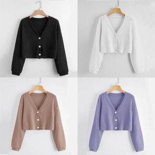Buy 1 Take 1 Lucky168 Women's Long Sleeve V Neck Croptop Waffle Knit Removable Button Tops for woman