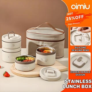 Oimiu Stainless Insulated Lunch Box For Adult/Kids With Bag Bento Thermal Lunch Box Set Soup Bowl