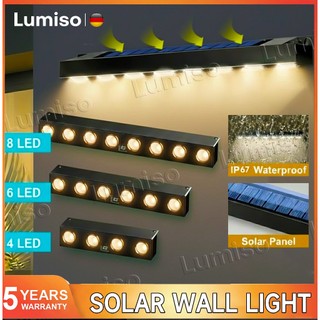 Lumiso Clearance sale Long Solar Light Outdoor Waterproof Durable LED Wall Lamp 4/6/8 Garden Decor